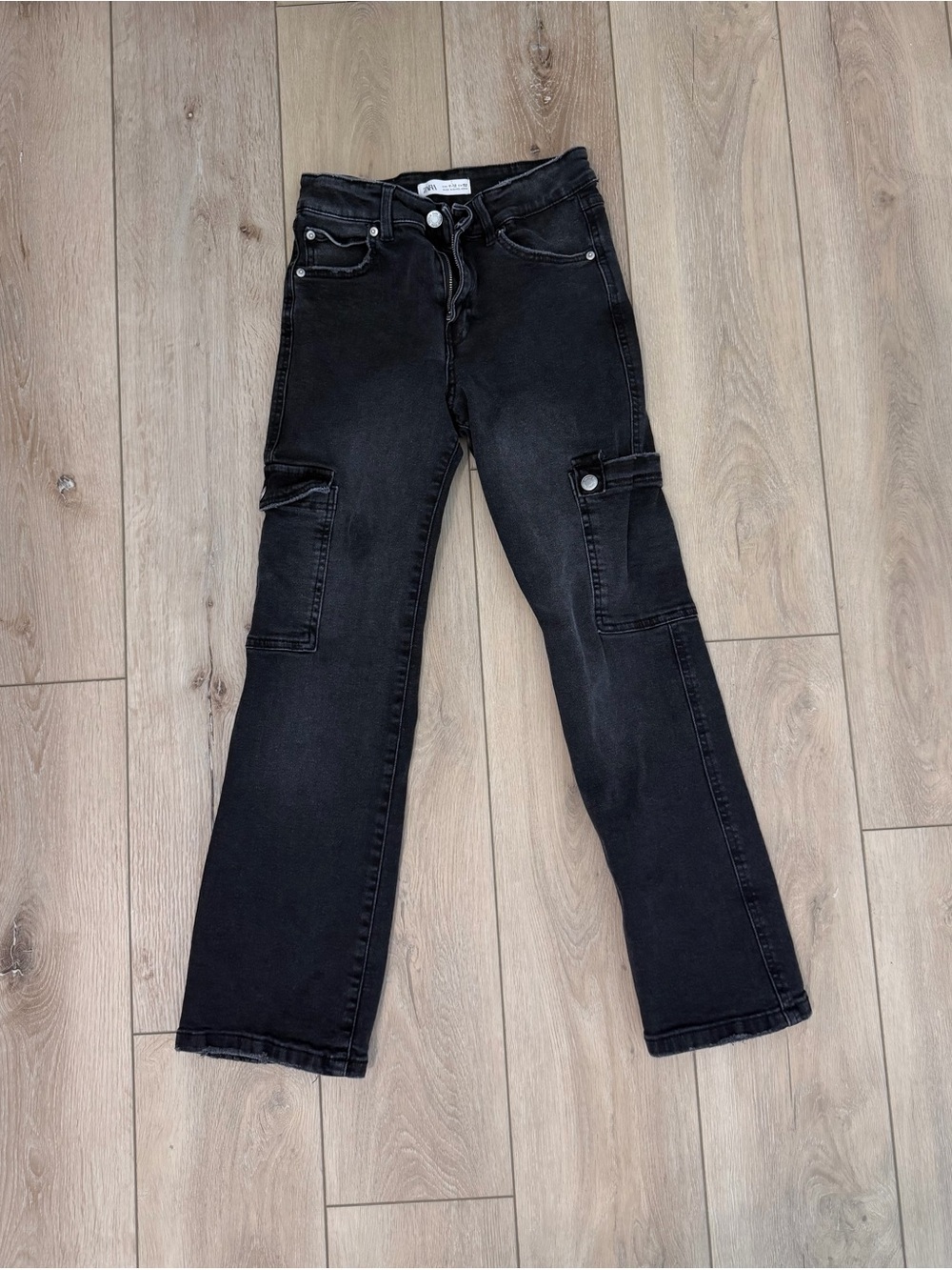 Zara Girls Black Cargo Flare Jeans 11-12